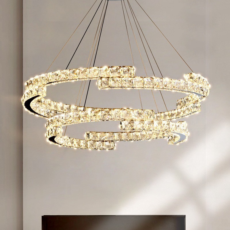 Suspension ronde en cristal K9 de luxe pour intérieur