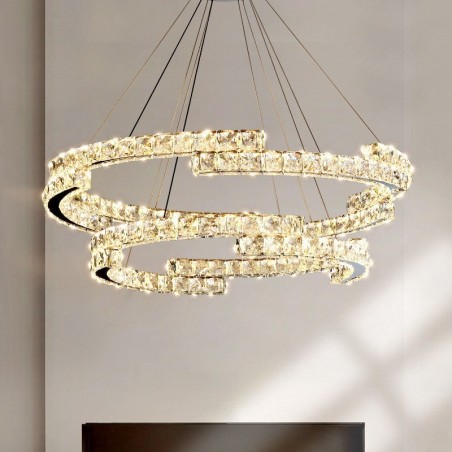 Suspension ronde en cristal K9 de luxe pour intérieur Suspension ronde en cristal K9 de luxe pour intérieur