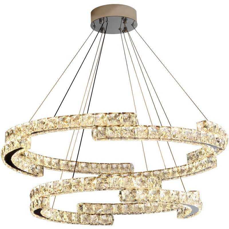 Suspension ronde en cristal K9 de luxe pour intérieur