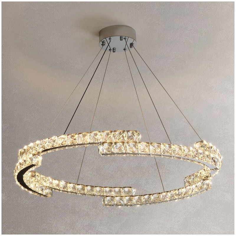 Suspension ronde en cristal K9 de luxe pour intérieur
