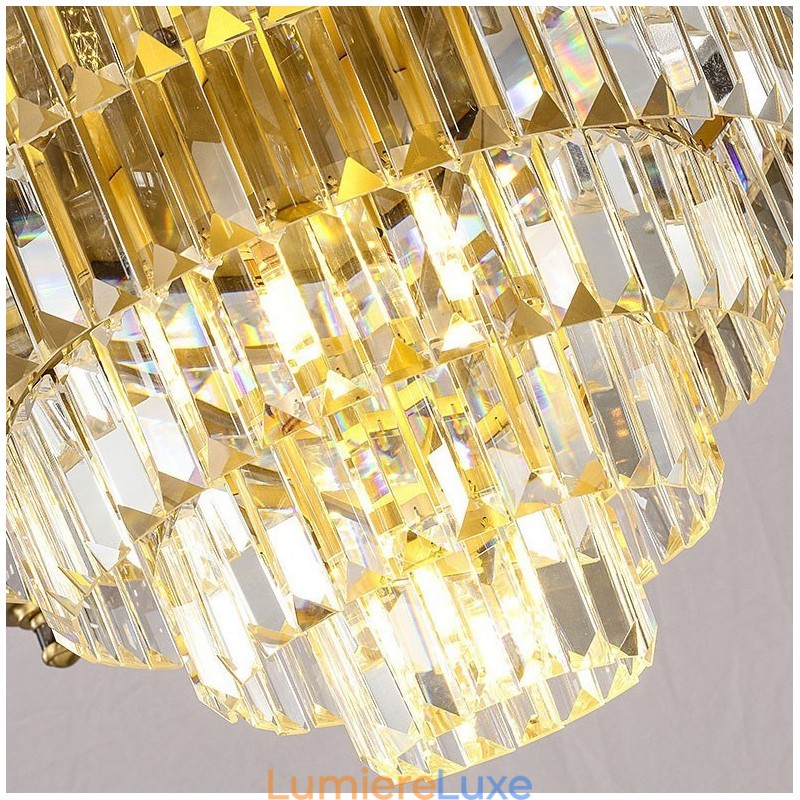 Grand lustre de luxe en cristal de cuivre pour 12+8+4 supports de lumière