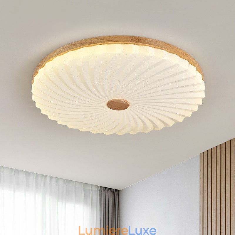 Plafonnier encastré rond nordique simple et moderne en bois massif