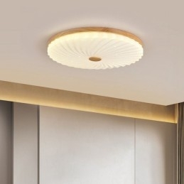 Plafonnier encastré rond nordique simple et moderne en bois massif