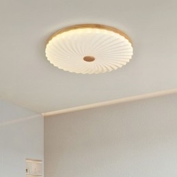 Plafonnier encastré rond nordique simple et moderne en bois massif