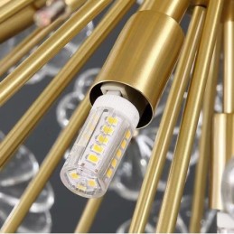 Suspension nordique sphérique en laiton et cristal de pissenlit