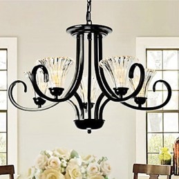 Lustre vintage à 5 lumières de style européen avec bras en corne
