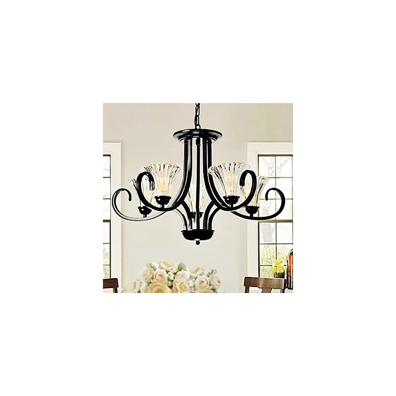 Lustre vintage à 5 lumières de style européen avec bras en corne