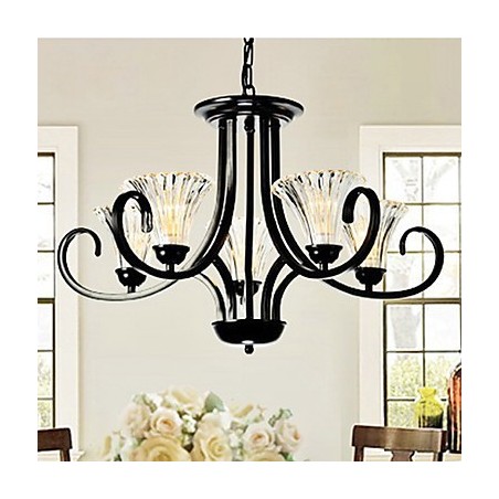 Lustre vintage à 5 lumières de style européen avec bras en corne Lustre vintage à 5 lumières de style européen avec bras en corne