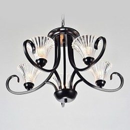 Lustre vintage à 5 lumières de style européen avec bras en corne