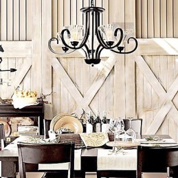 Lustre vintage à 5 lumières de style européen avec bras en corne