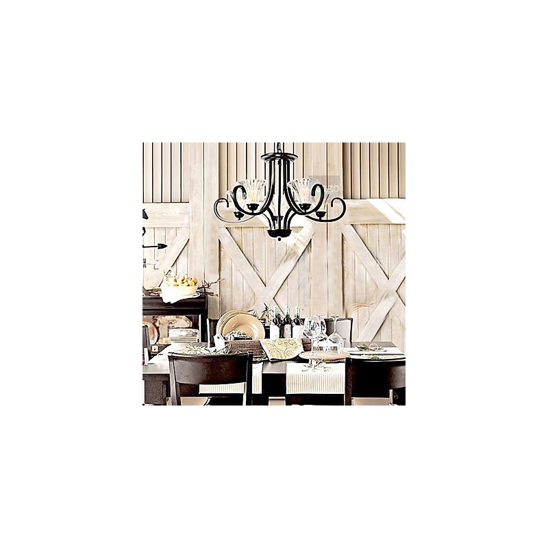 Lustre vintage à 5 lumières de style européen avec bras en corne