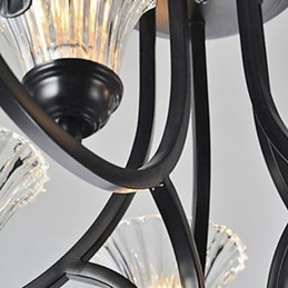 Lustre vintage à 5 lumières de style européen avec bras en corne