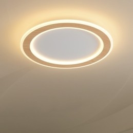 Plafonnier rond en bois moderne à encastrer, luminaire d'intérieur