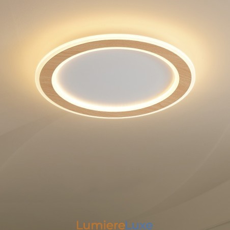 Plafonnier rond en bois moderne à encastrer, luminaire d'intérieur Plafonnier rond en bois moderne à encastrer, luminaire d'intérieur