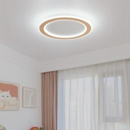 Plafonnier rond en bois moderne à encastrer, luminaire d'intérieur