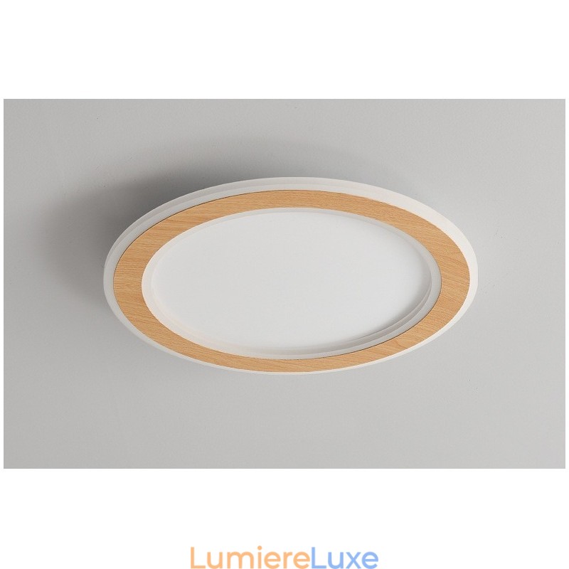 Plafonnier rond en bois moderne à encastrer, luminaire d'intérieur