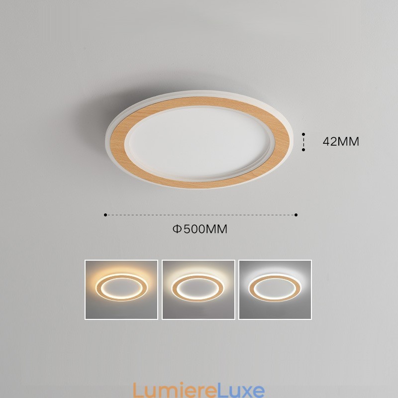 Plafonnier rond en bois moderne à encastrer, luminaire d'intérieur