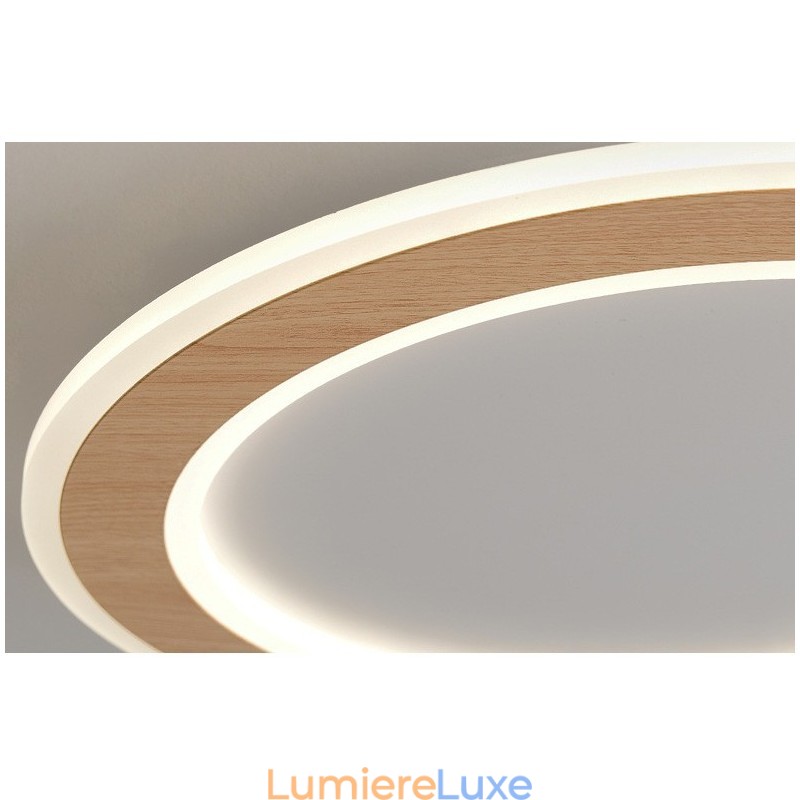 Plafonnier rond en bois moderne à encastrer, luminaire d'intérieur