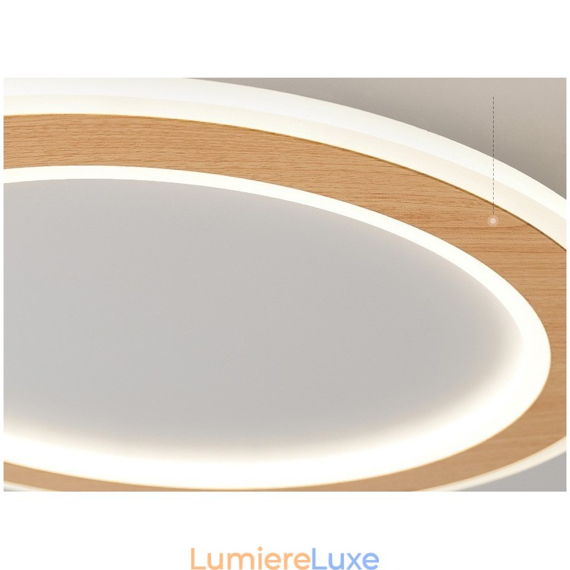 Plafonnier rond en bois moderne à encastrer, luminaire d'intérieur