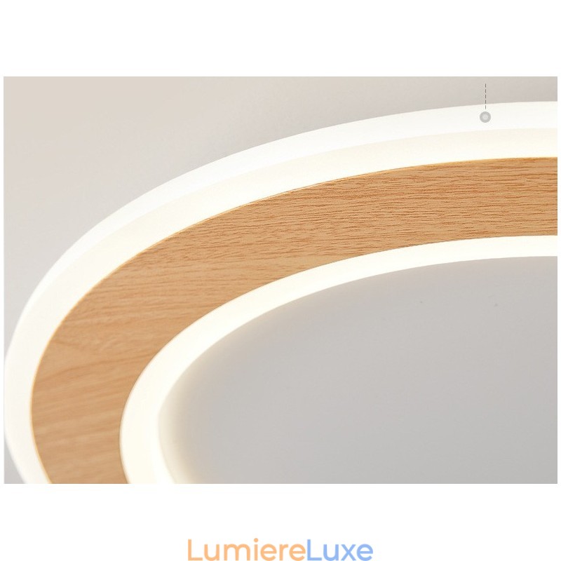 Plafonnier rond en bois moderne à encastrer, luminaire d'intérieur