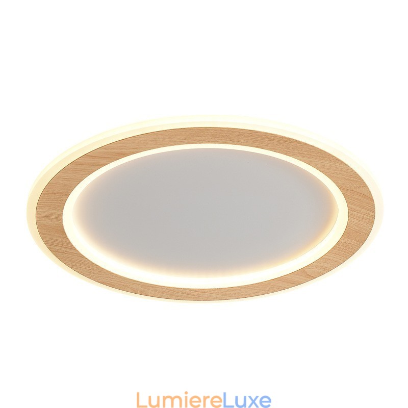 Plafonnier rond en bois moderne à encastrer, luminaire d'intérieur