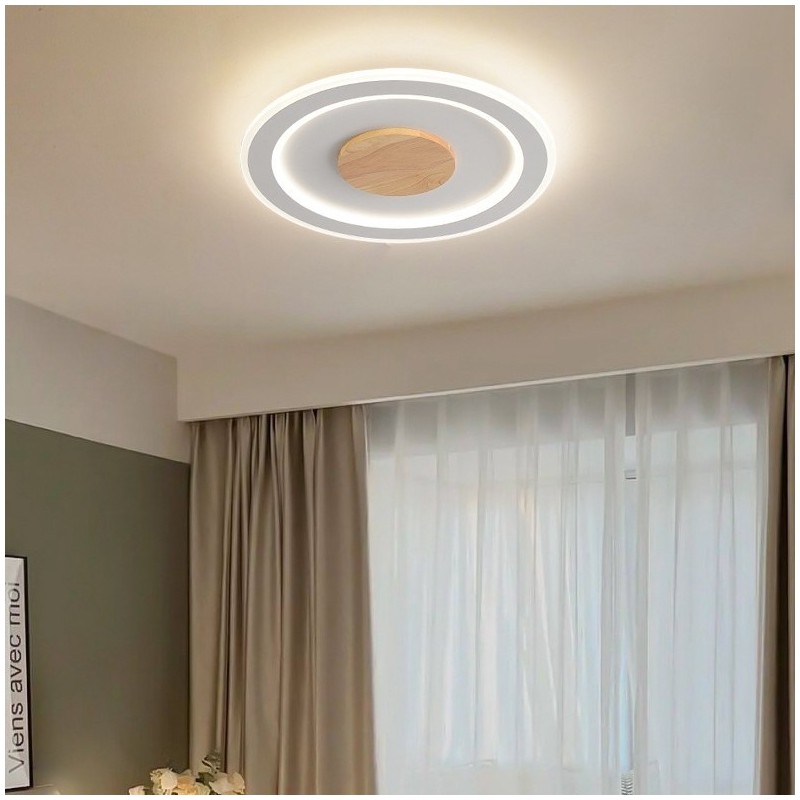 Plafonnier encastré rond en bois moderne pour éclairage d'intérieur