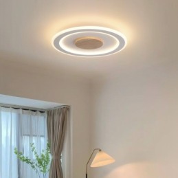 Plafonnier encastré rond en bois moderne pour éclairage d'intérieur