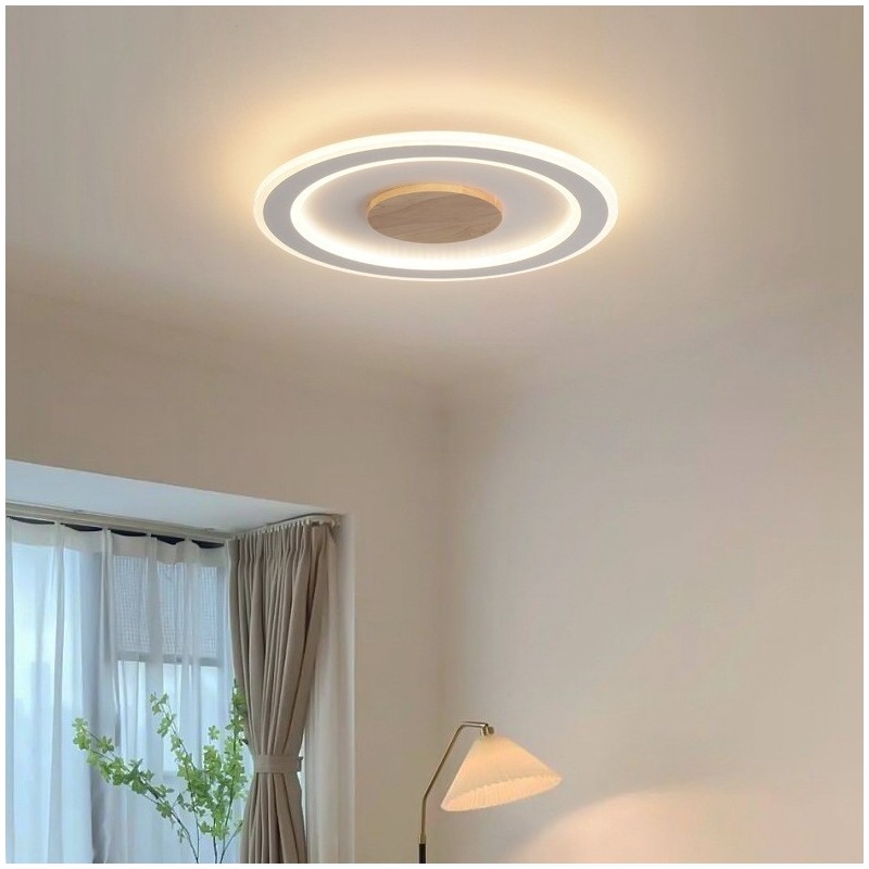 Plafonnier encastré rond en bois moderne pour éclairage d'intérieur