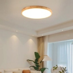 Plafonnier rond en bois moderne à encastrer, luminaire d'intérieur