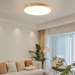 Plafonnier rond en bois moderne à encastrer, luminaire d'intérieur