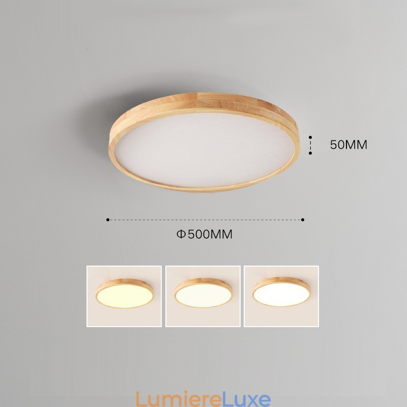 Plafonnier rond en bois moderne à encastrer, luminaire d'intérieur