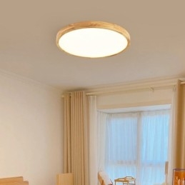 Plafonnier rond en bois moderne à encastrer, luminaire d'intérieur