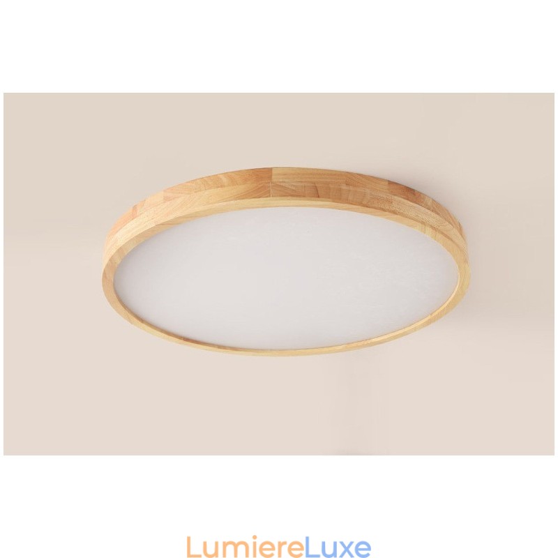 Plafonnier rond en bois moderne à encastrer, luminaire d'intérieur