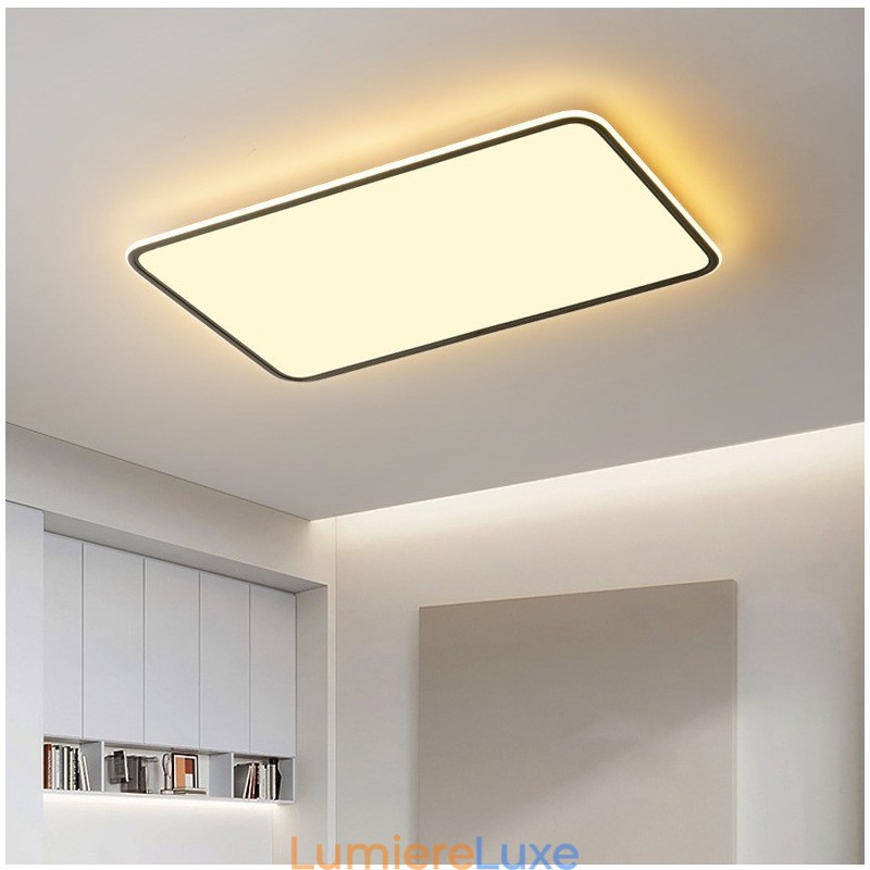 Plafonnier rectangulaire moderne de grande taille à intensité variable, montage encastré, luminaire d'intérieur