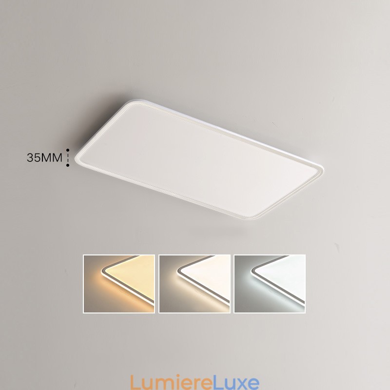 Plafonnier rectangulaire moderne de grande taille à intensité variable, montage encastré, luminaire d'intérieur