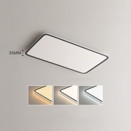 Plafonnier rectangulaire moderne de grande taille à intensité variable, montage encastré, luminaire d'intérieur