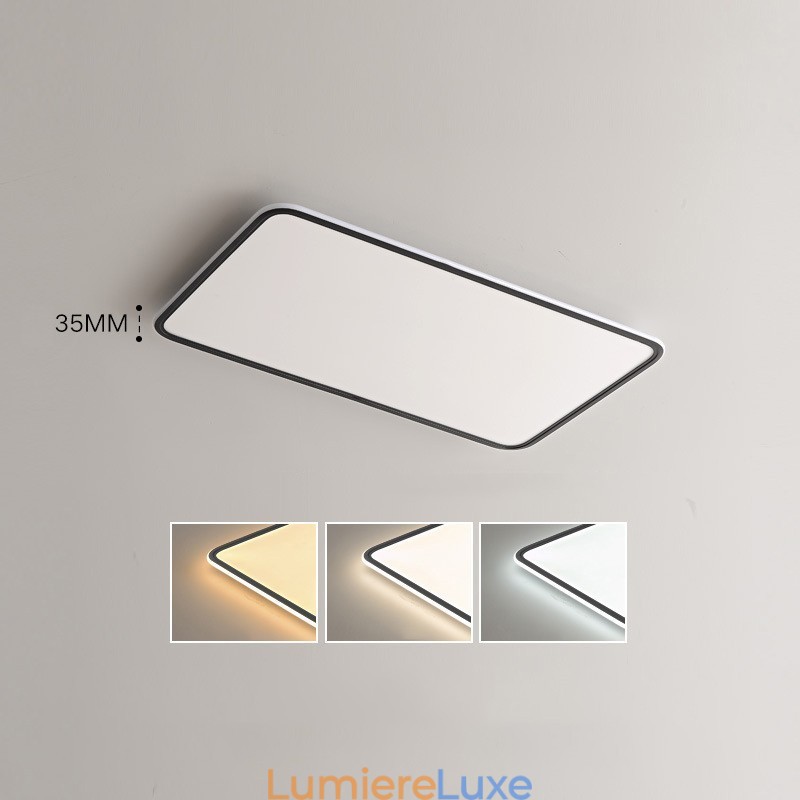 Plafonnier rectangulaire moderne de grande taille à intensité variable, montage encastré, luminaire d'intérieur