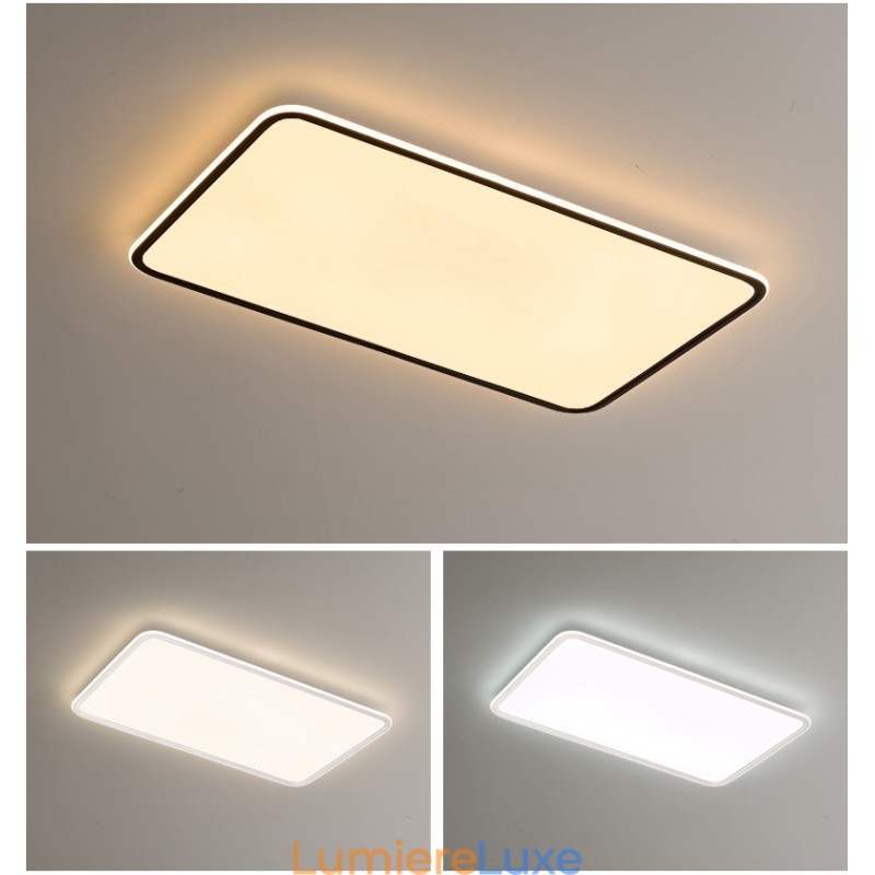 Plafonnier rectangulaire moderne de grande taille à intensité variable, montage encastré, luminaire d'intérieur
