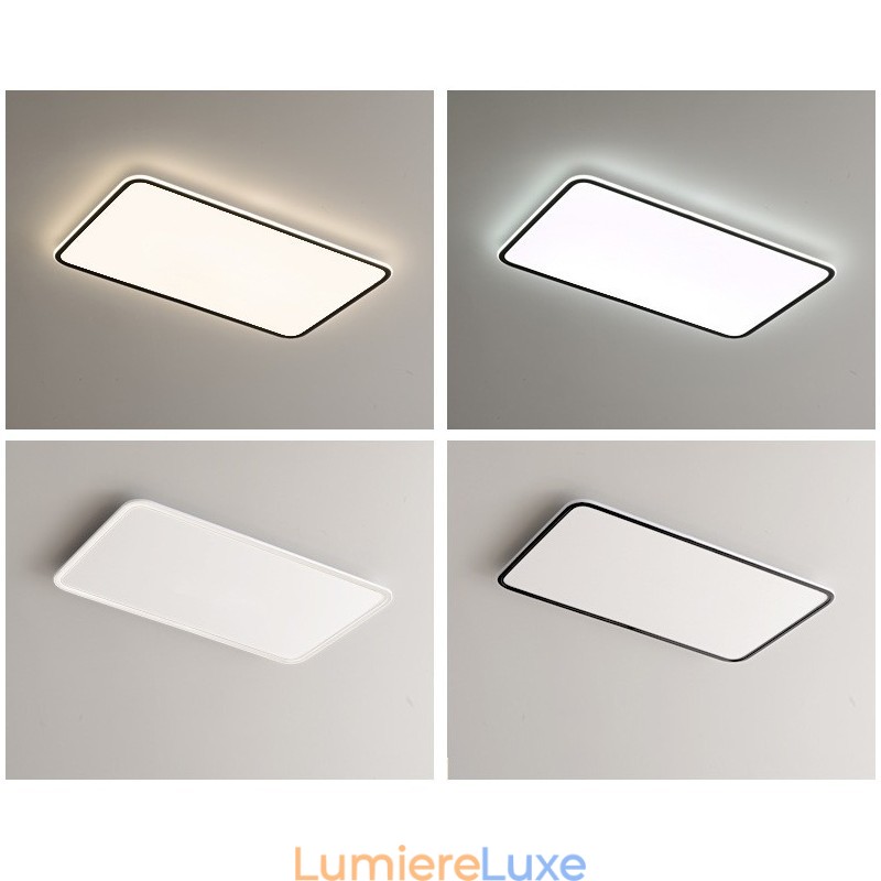 Plafonnier rectangulaire moderne de grande taille à intensité variable, montage encastré, luminaire d'intérieur