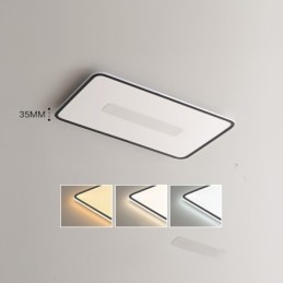 Plafonnier rectangulaire moderne de grande taille à intensité variable, montage encastré, spectre complet, protection des yeux