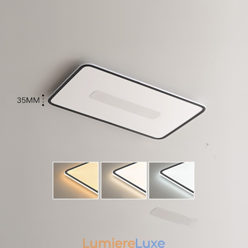 Plafonnier rectangulaire moderne de grande taille à intensité variable, montage encastré, spectre complet, protection des yeux