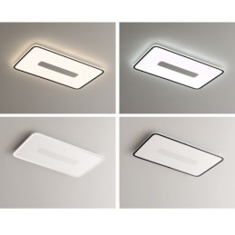 Plafonnier rectangulaire moderne de grande taille à intensité variable, montage encastré, spectre complet, protection des yeux