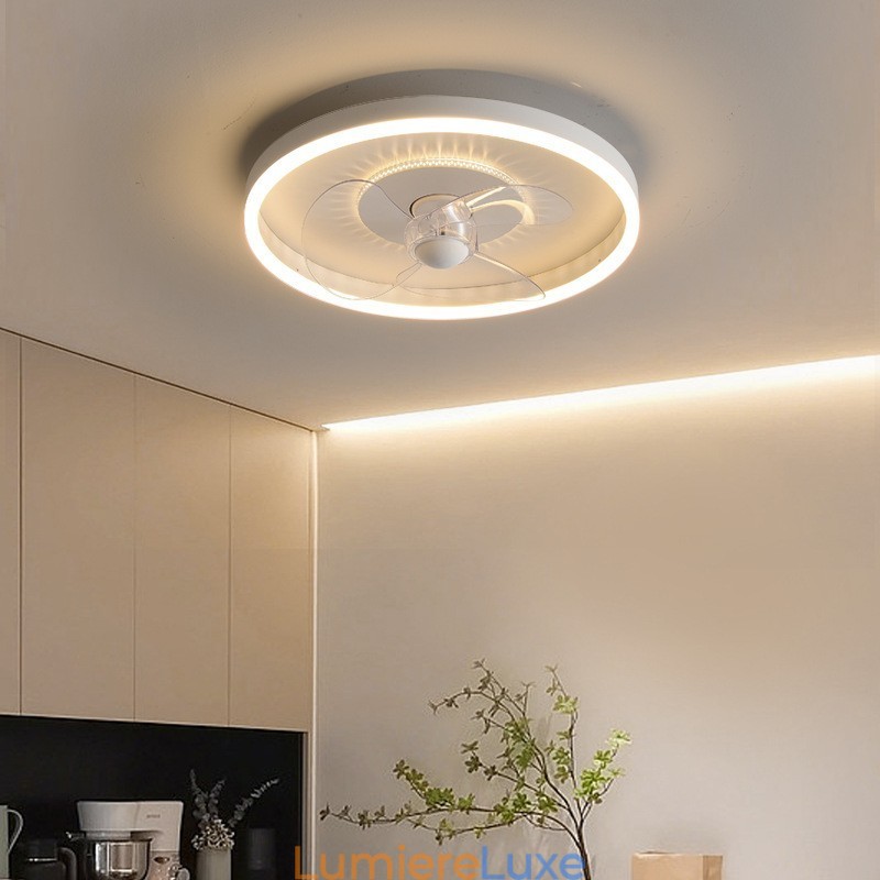 Ventilateur encastré moderne, rond, ultra fin, silencieux, invisible, à spectre complet, protection des yeux, intensité variable