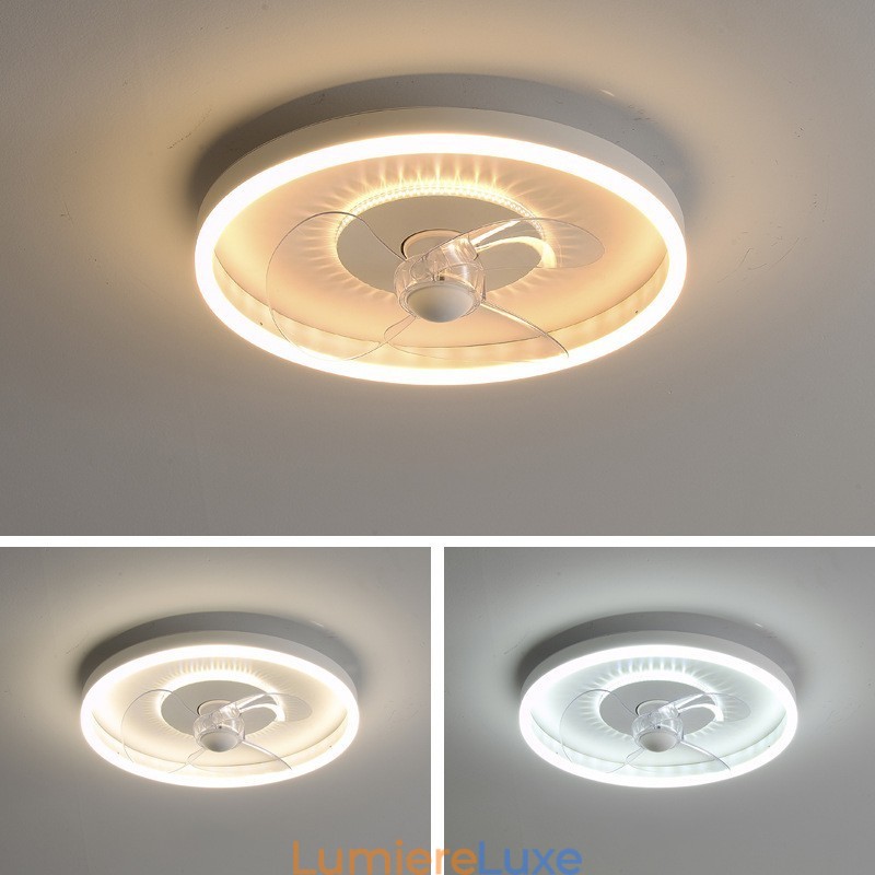 Ventilateur encastré moderne, rond, ultra fin, silencieux, invisible, à spectre complet, protection des yeux, intensité variable