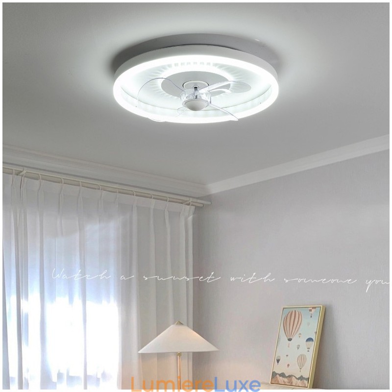Ventilateur encastré moderne, rond, ultra fin, silencieux, invisible, à spectre complet, protection des yeux, intensité variable