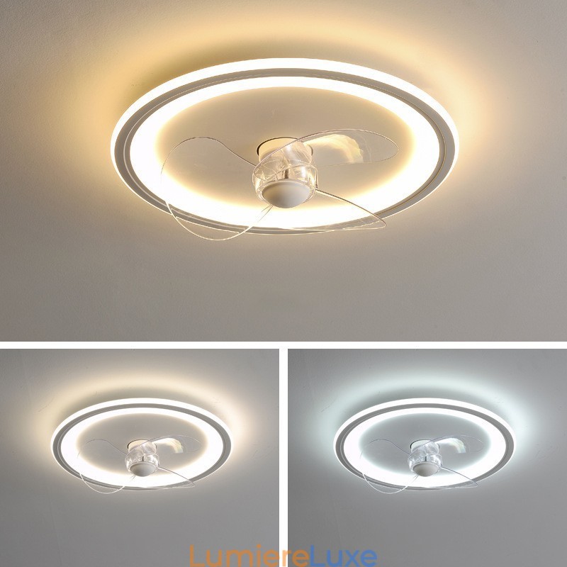 Ventilateur rond nordique ultra fin, silencieux, invisible, à intensité variable, encastré, spectre complet, protection des yeux