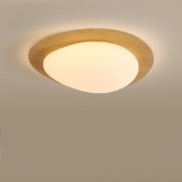 Plafonnier à intensité variable à spectre complet avec protection oculaire, style nordique, effet galet et grain de bois