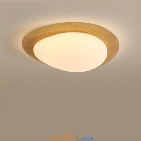Plafonnier à intensité variable à spectre complet avec protection oculaire, style nordique, effet galet et grain de bois Plafonnier à intensité variable à spectre complet avec protection oculaire, style nordique, effet galet et grain de bois