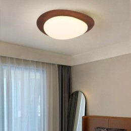 Plafonnier à intensité variable à spectre complet avec protection oculaire, style nordique, effet galet et grain de bois