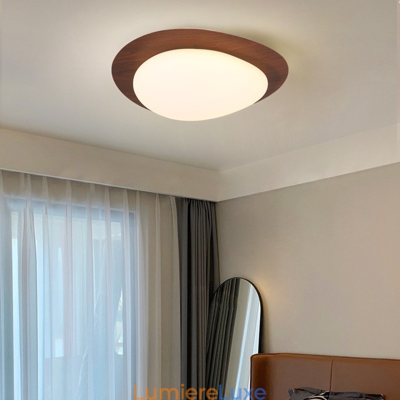 Plafonnier à intensité variable à spectre complet avec protection oculaire, style nordique, effet galet et grain de bois